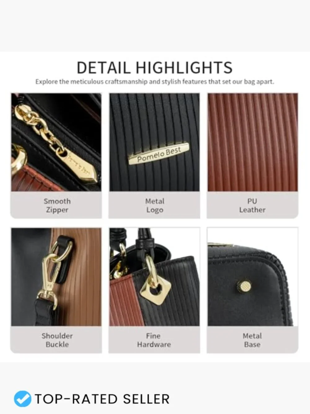 Women Satchel Handbags Multiple Pockets PU Leather Adjustable Strap Work Bag